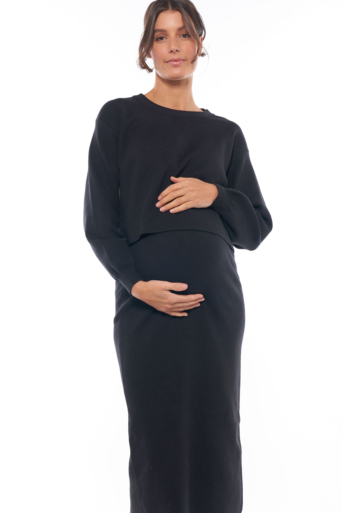 Maternity Knit Crop -black -1