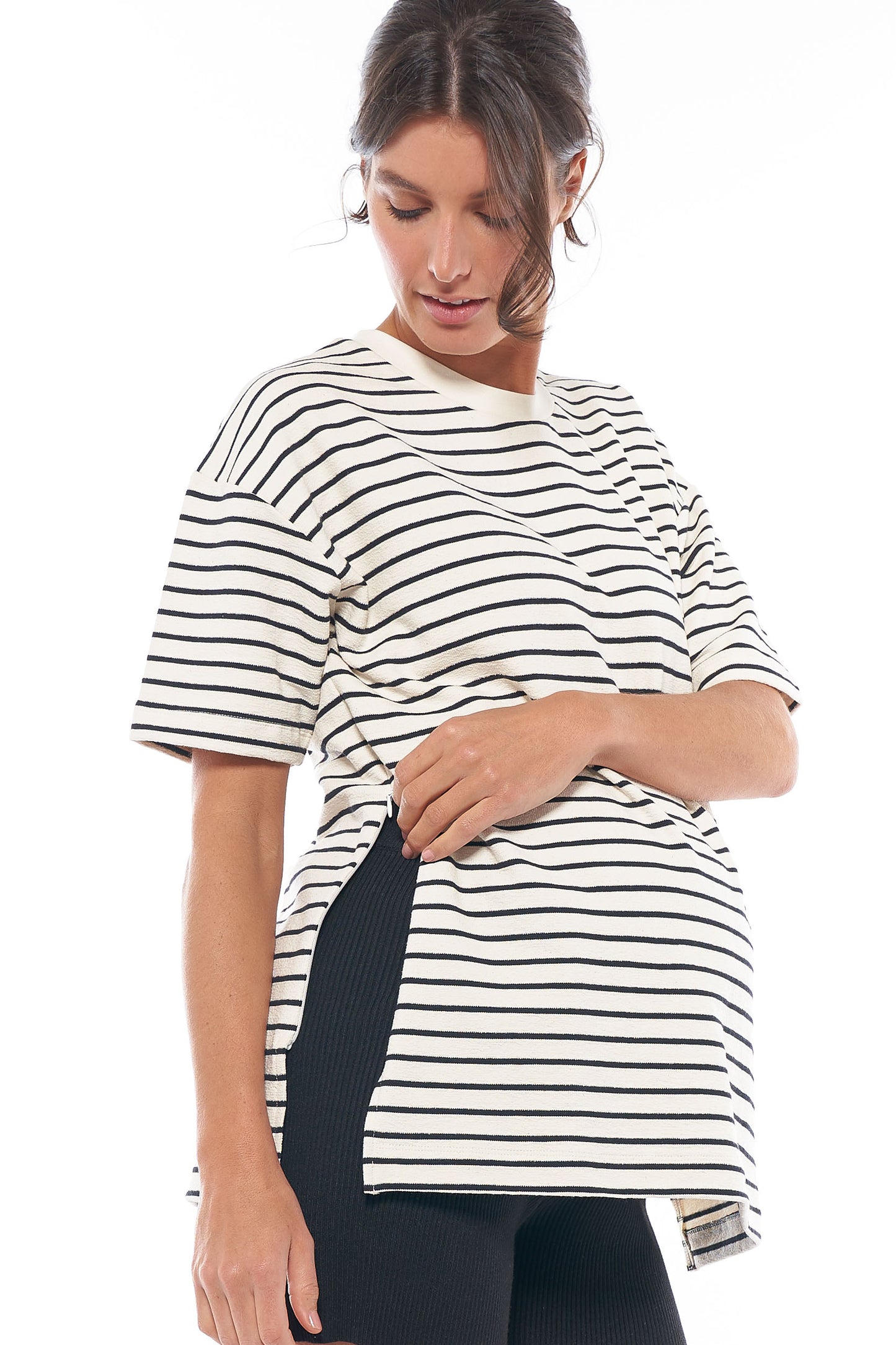 Maternity & Nursing Tee in Stripe 9