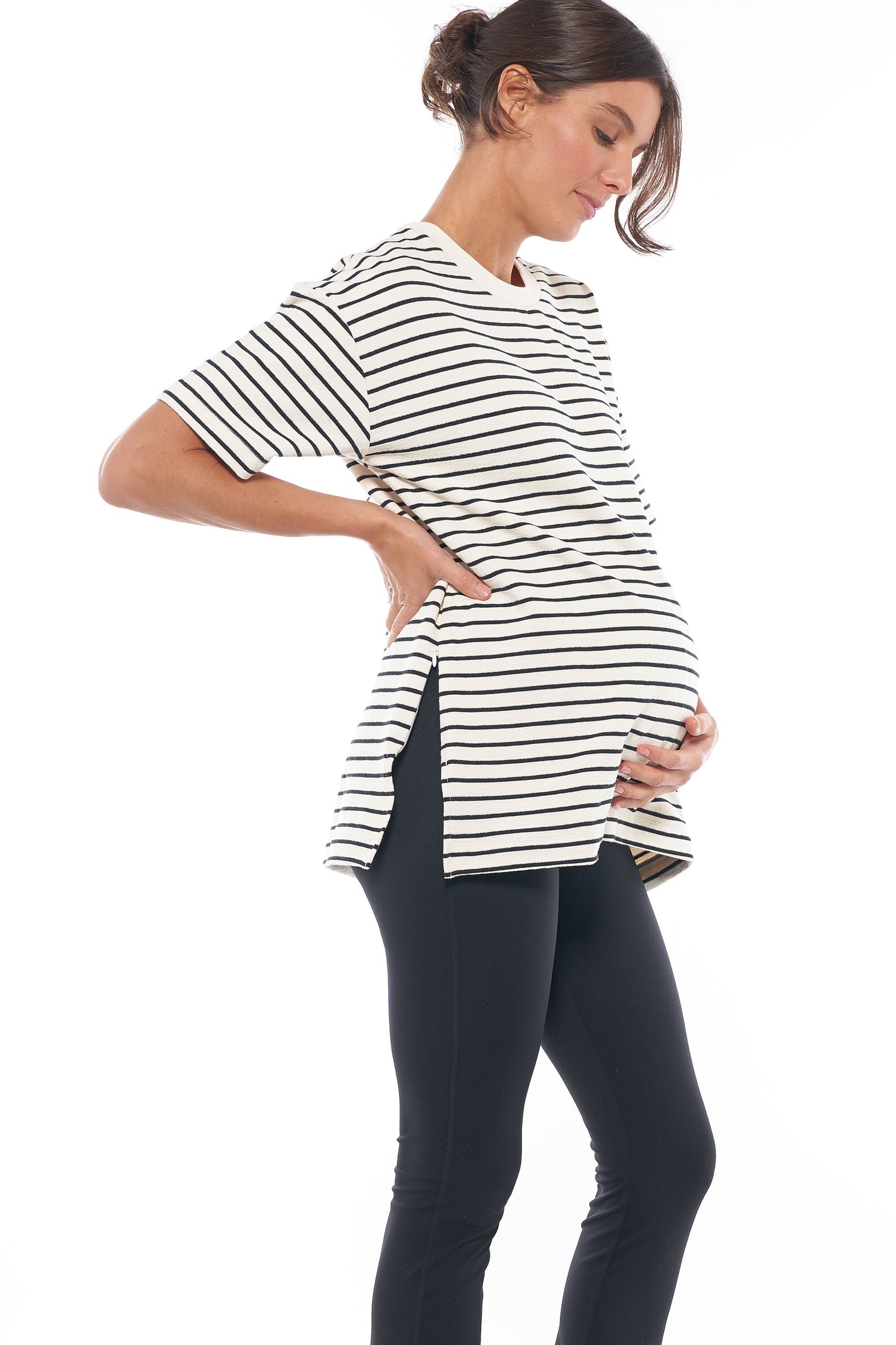 Maternity & Nursing Tee in Stripe 16