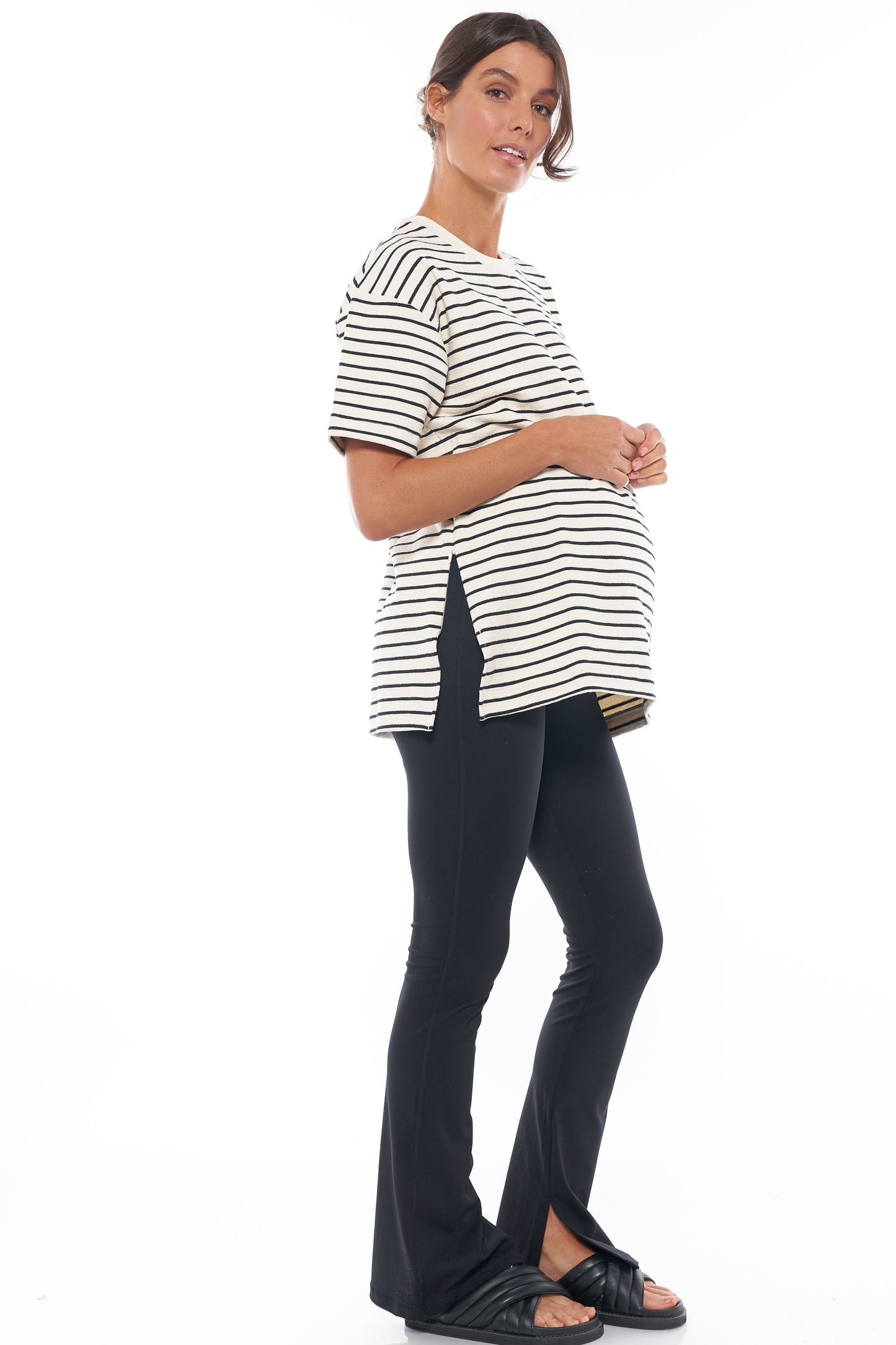 Maternity & Nursing Tee in Stripe 17