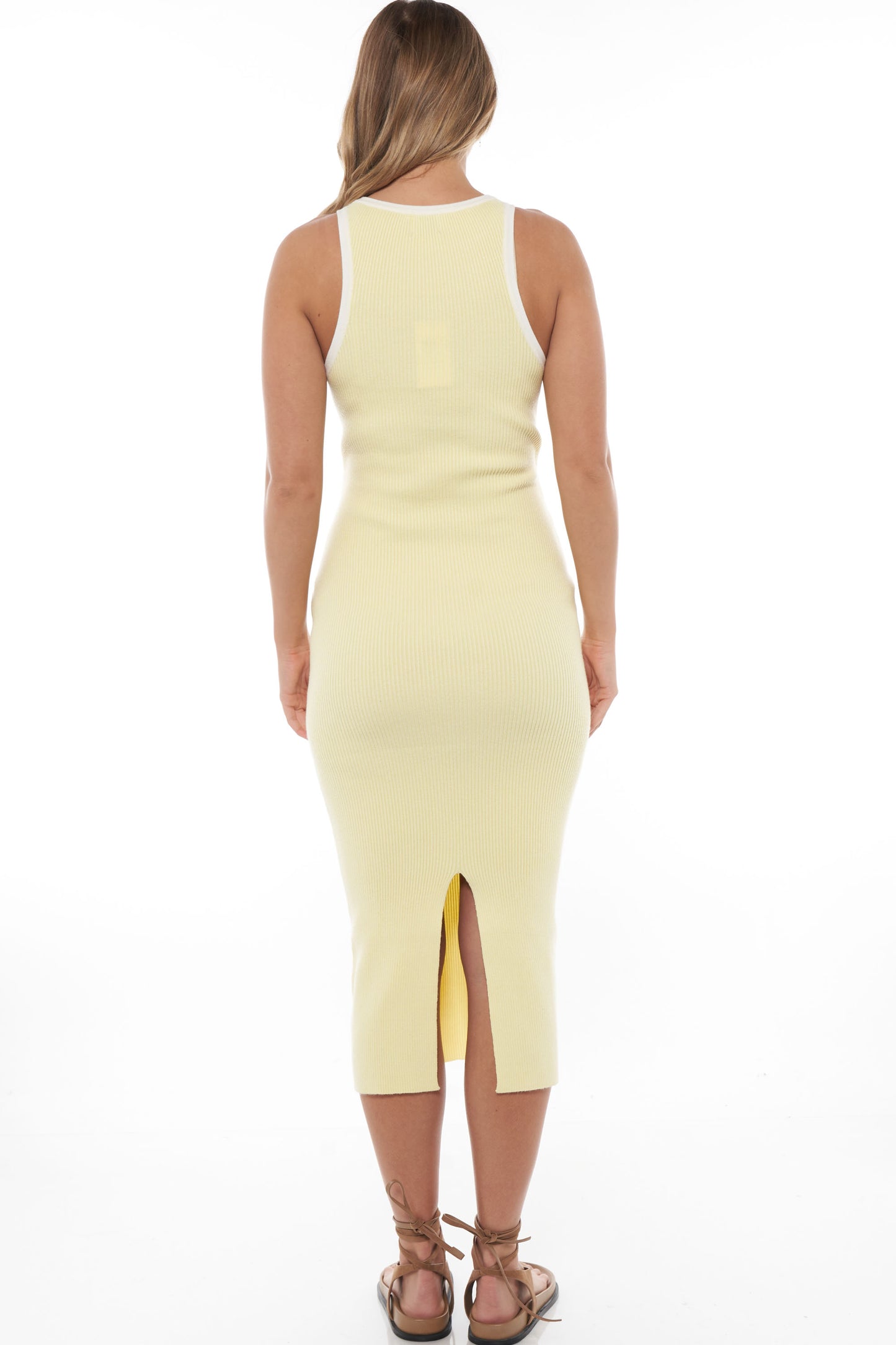 Rib Knit Maternity Dress - Lemon -3