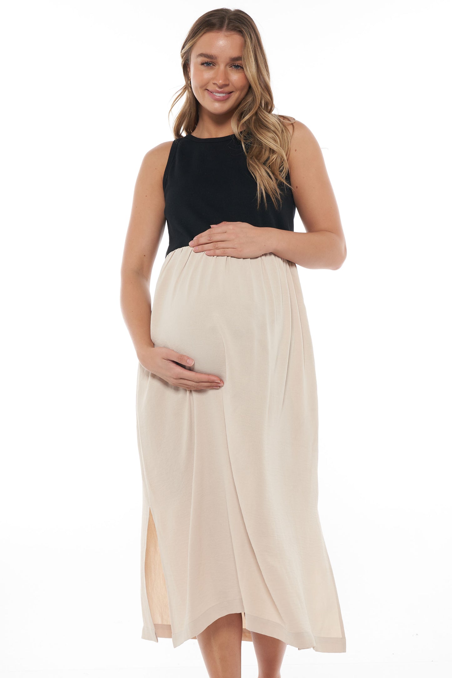 two tone maternity midi dress 4