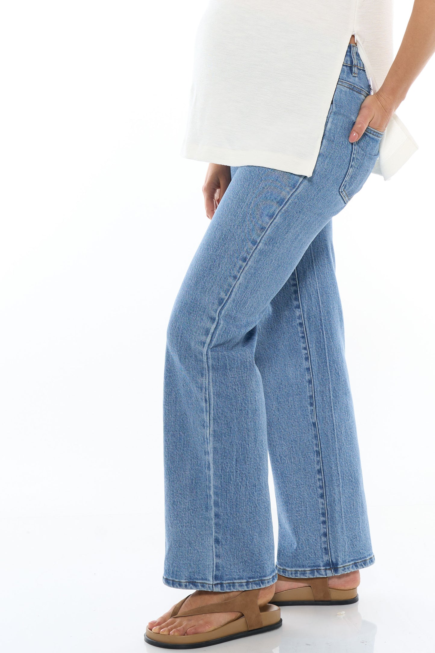 maternity wide leg jean denim blue 1 