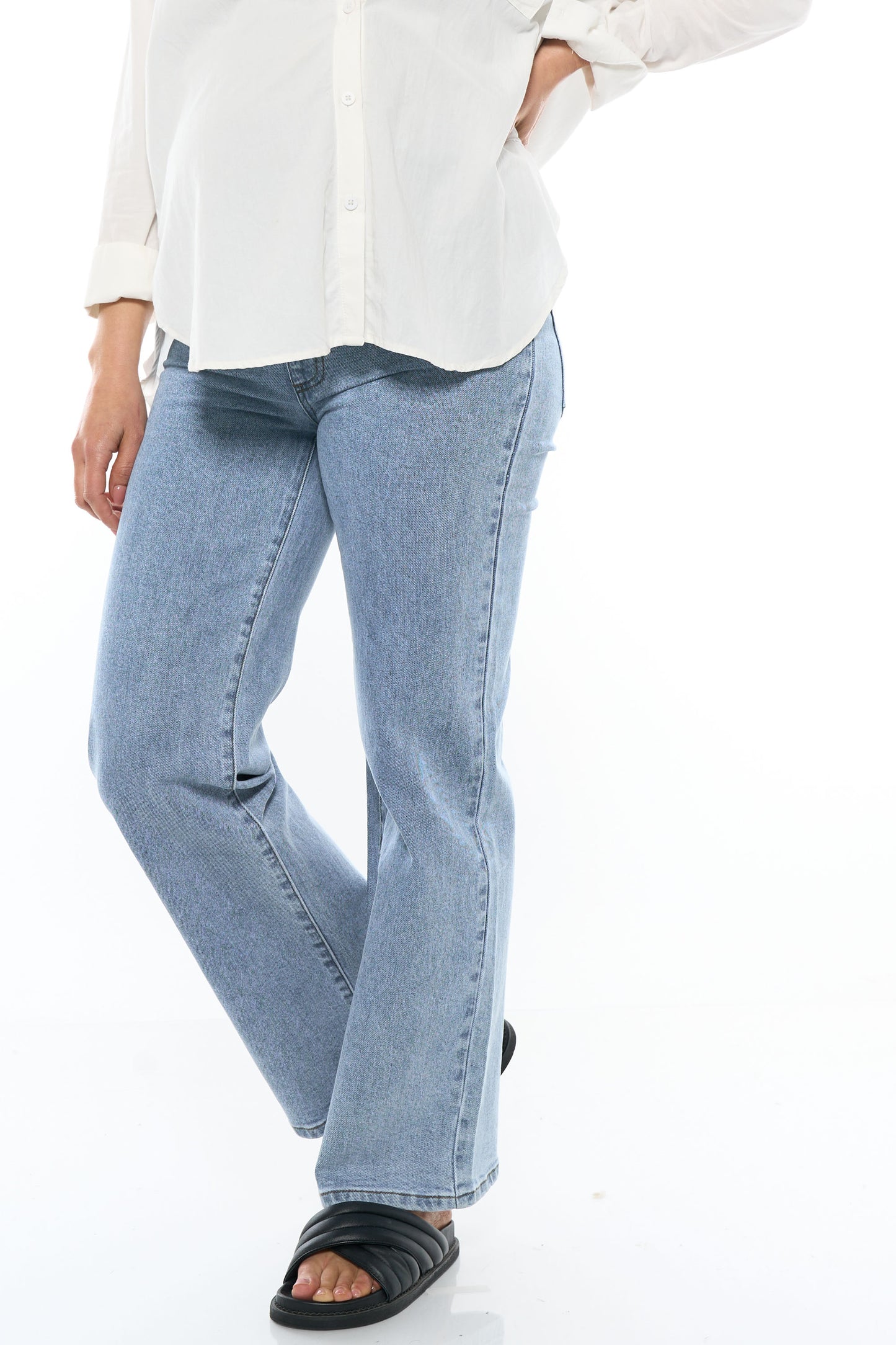 Maternity Wide Leg Jean - Blue 1