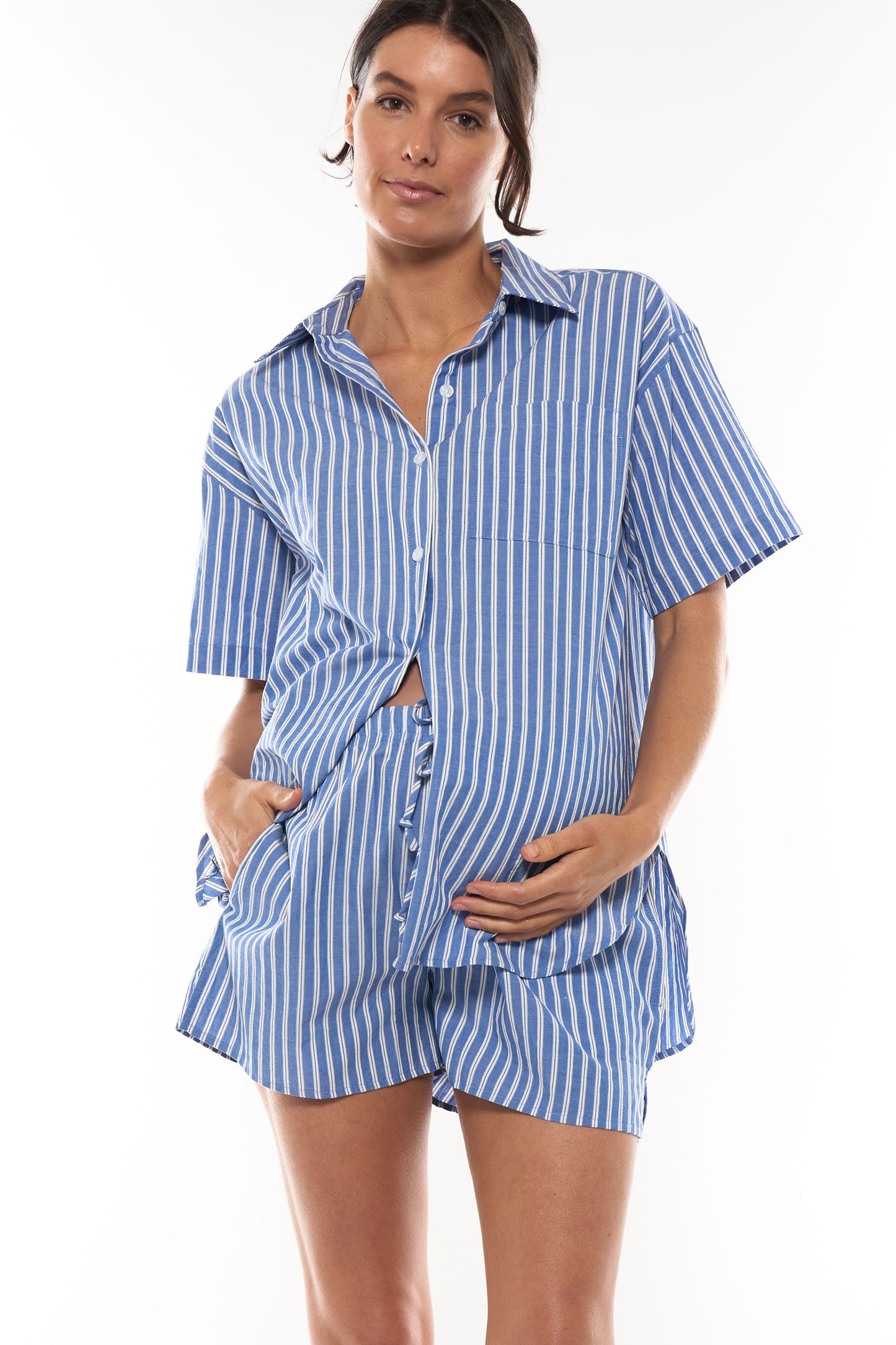 Stripe Maternity Shirt - Blue - 4