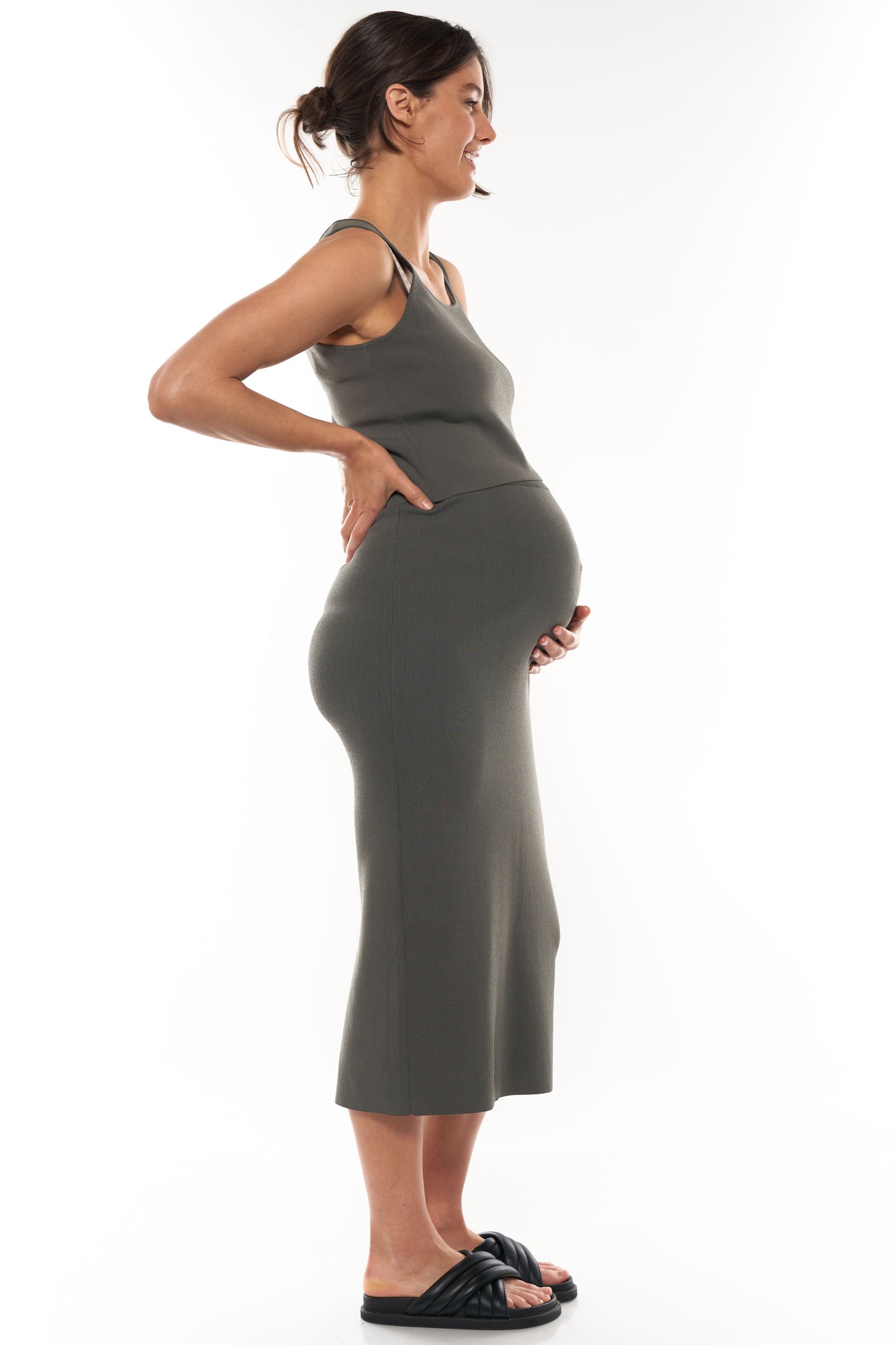 maternity crop top khaki 2