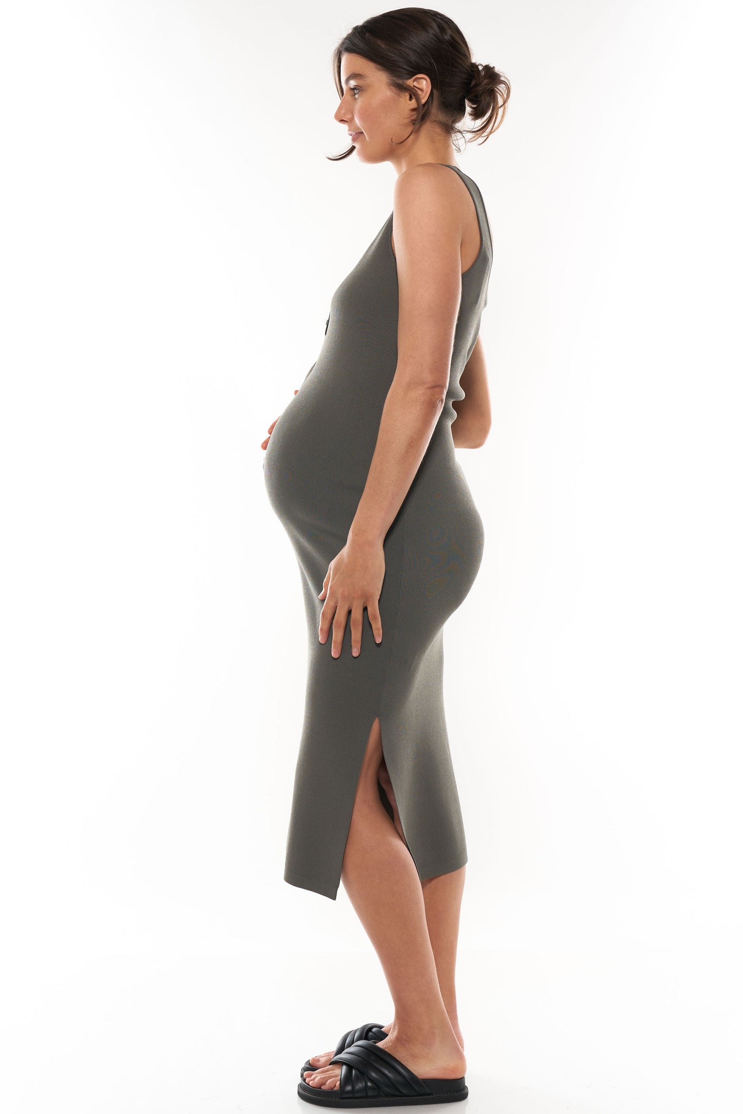 khaki maternity and nursing dress 2