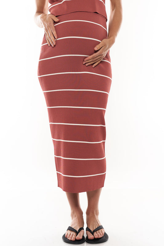 maternity knit midi skirt stripe 4