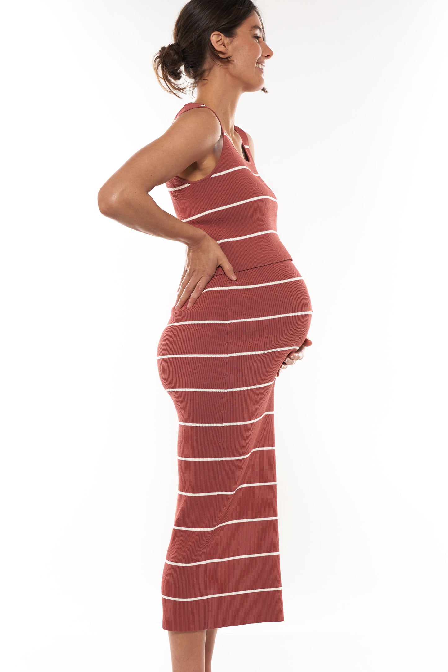 maternity knit midi skirt stripe 2