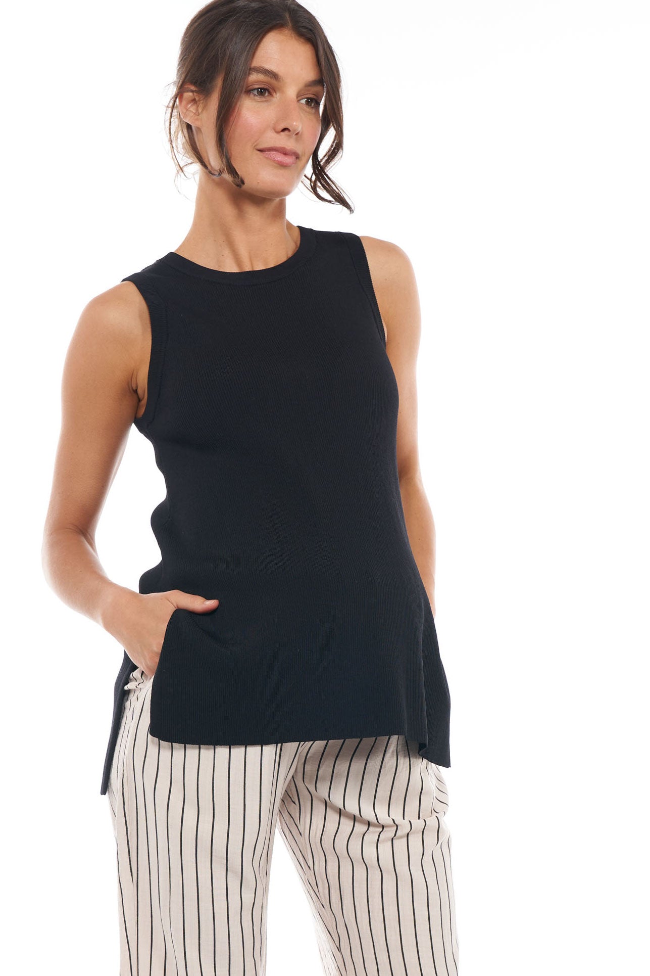 Longline Maternity Tank -Black -1