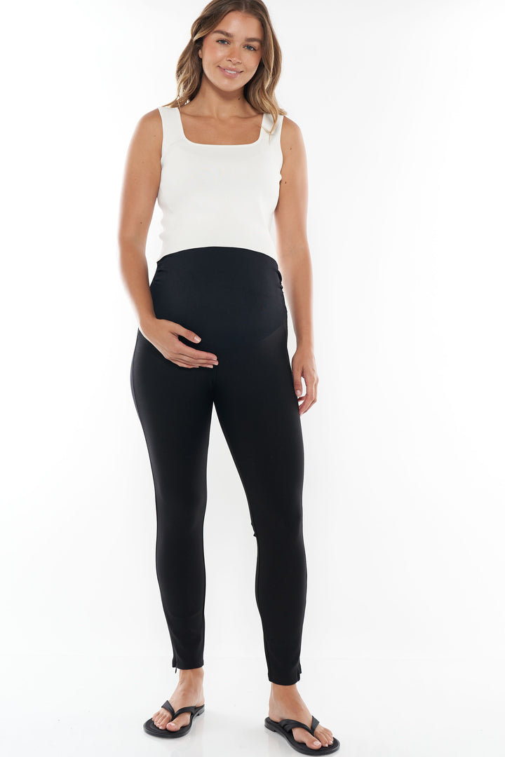 skinny leg black maternity work pant -2