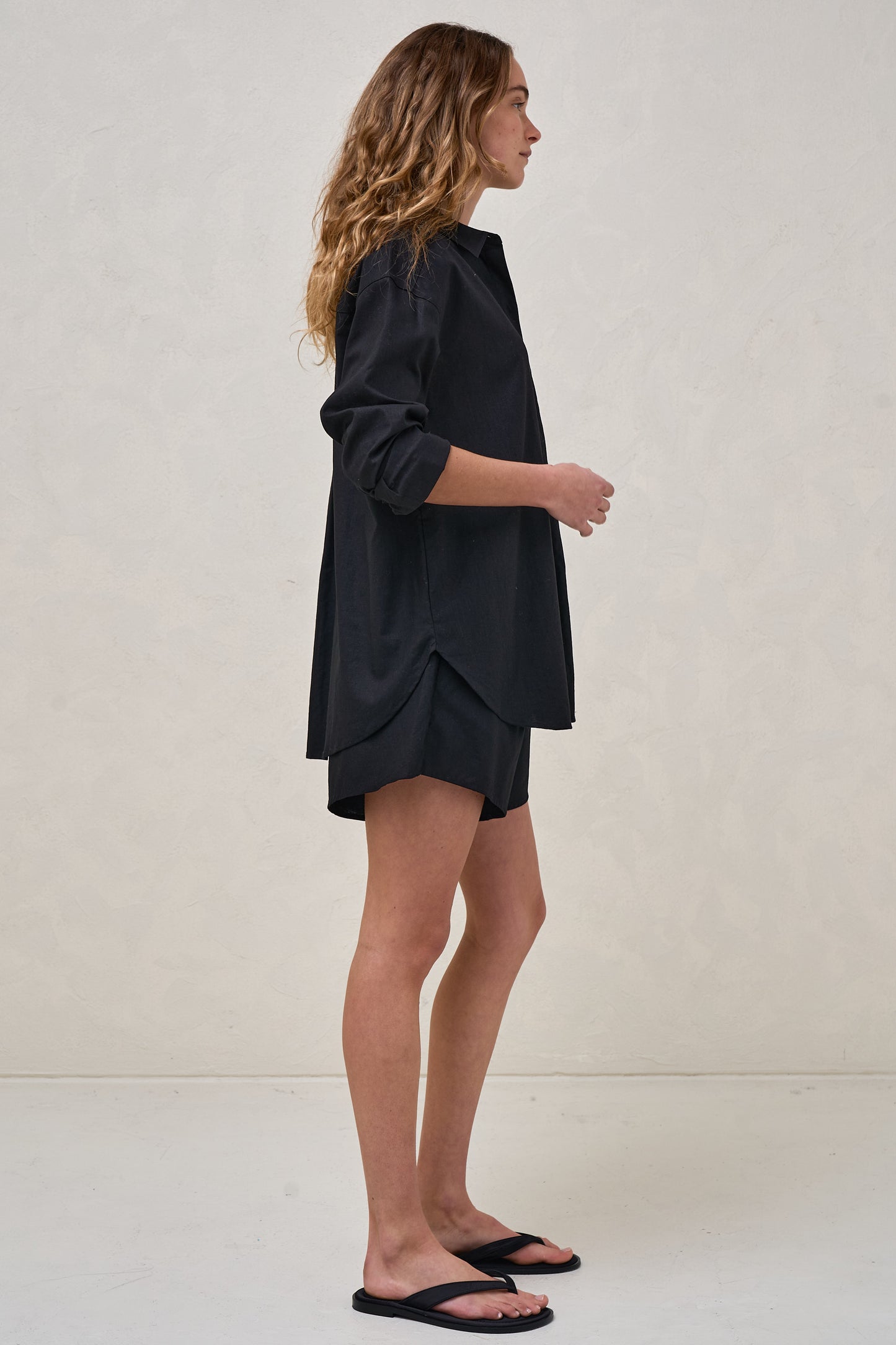 Linen Maternity Shirt Black - 9
