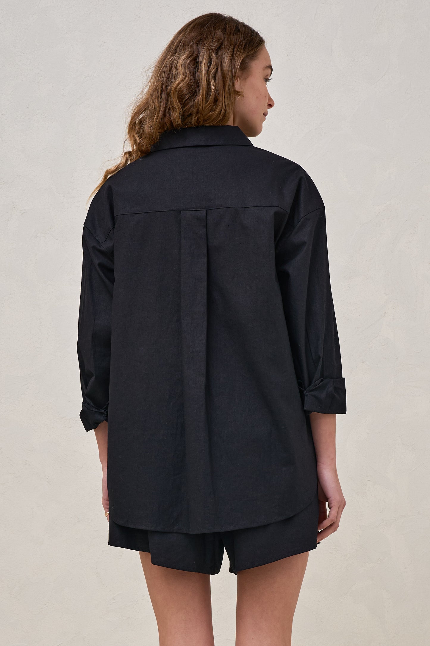 Linen Maternity Shirt - Black -8