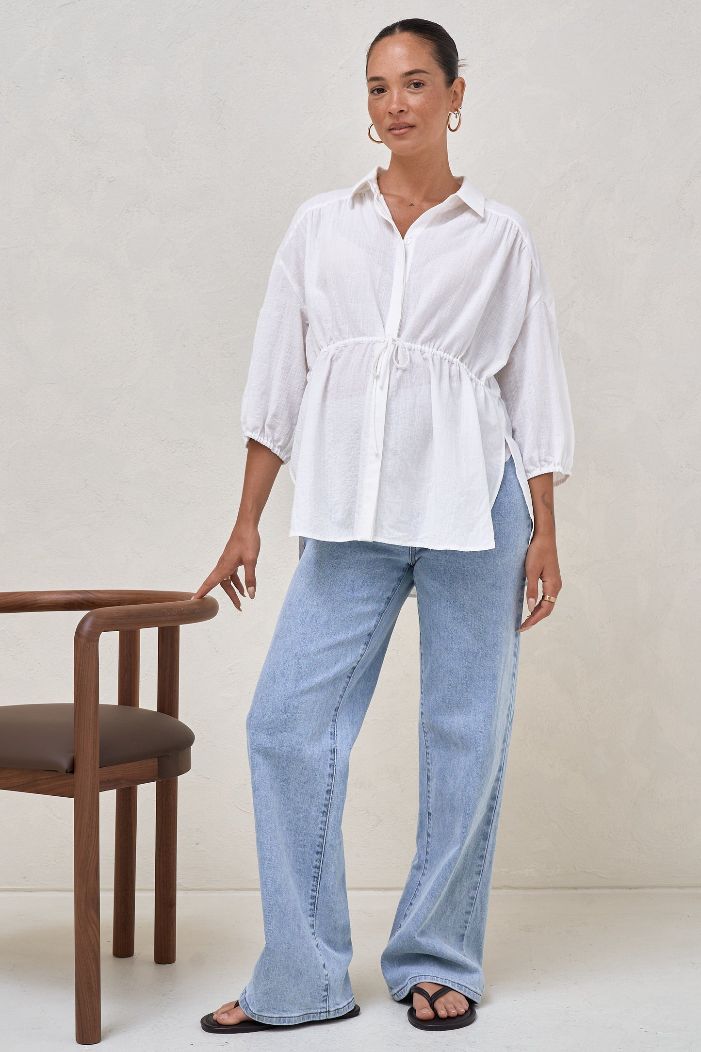 Soft Focus Gathered Top - White