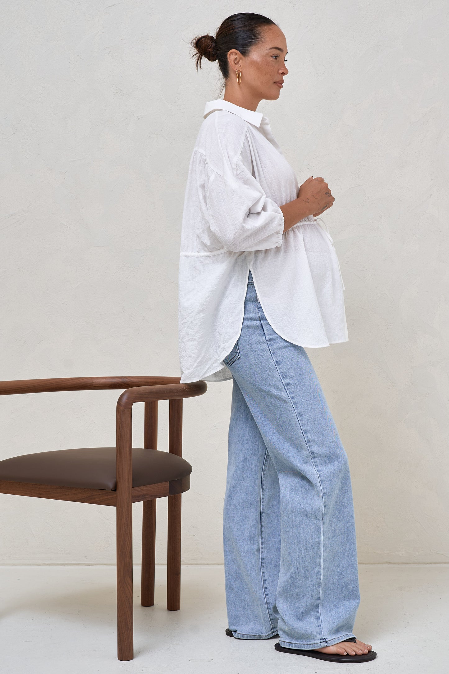 Soft Focus Gathered Top - White