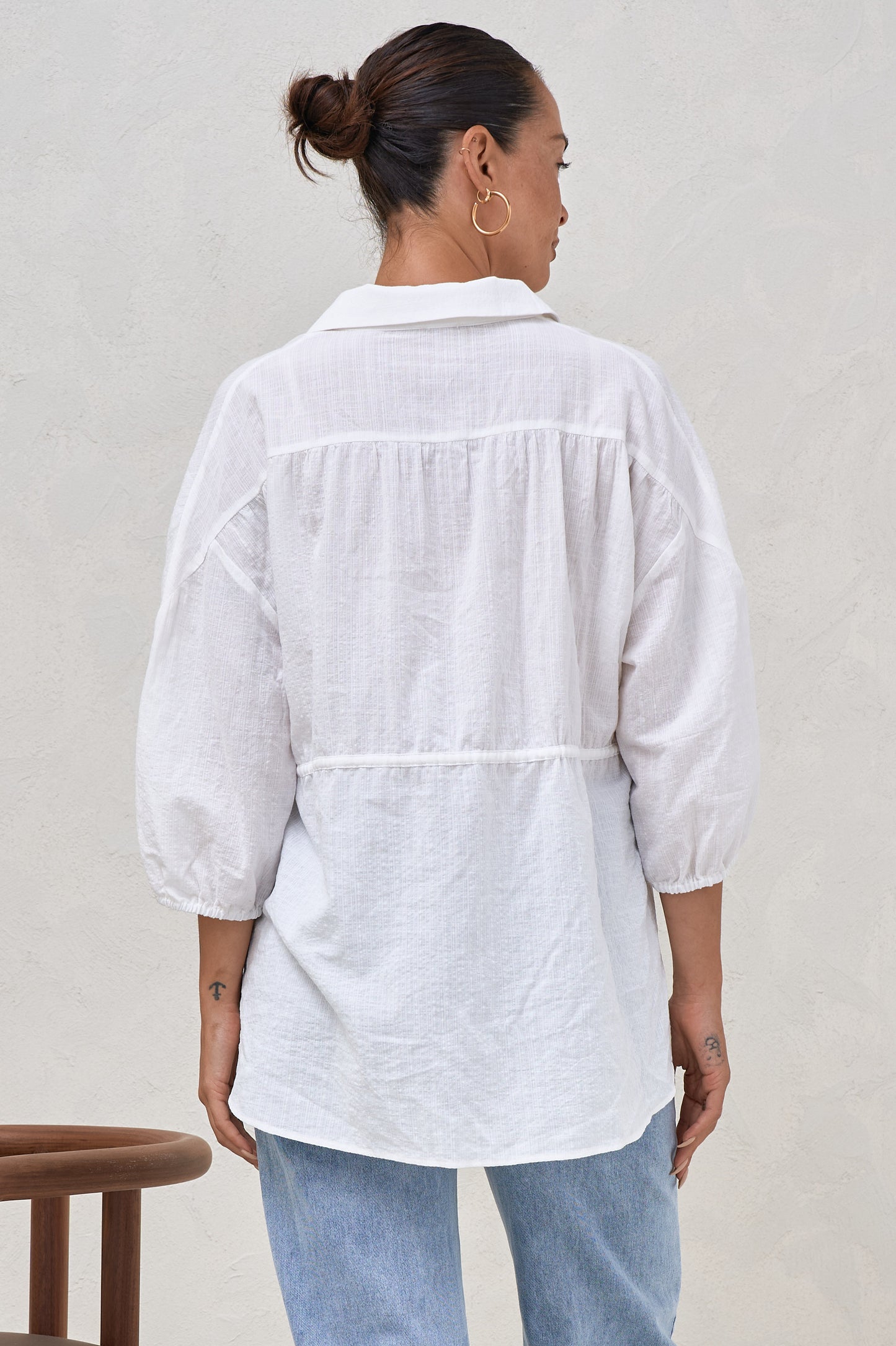 Soft Focus Gathered Top - White