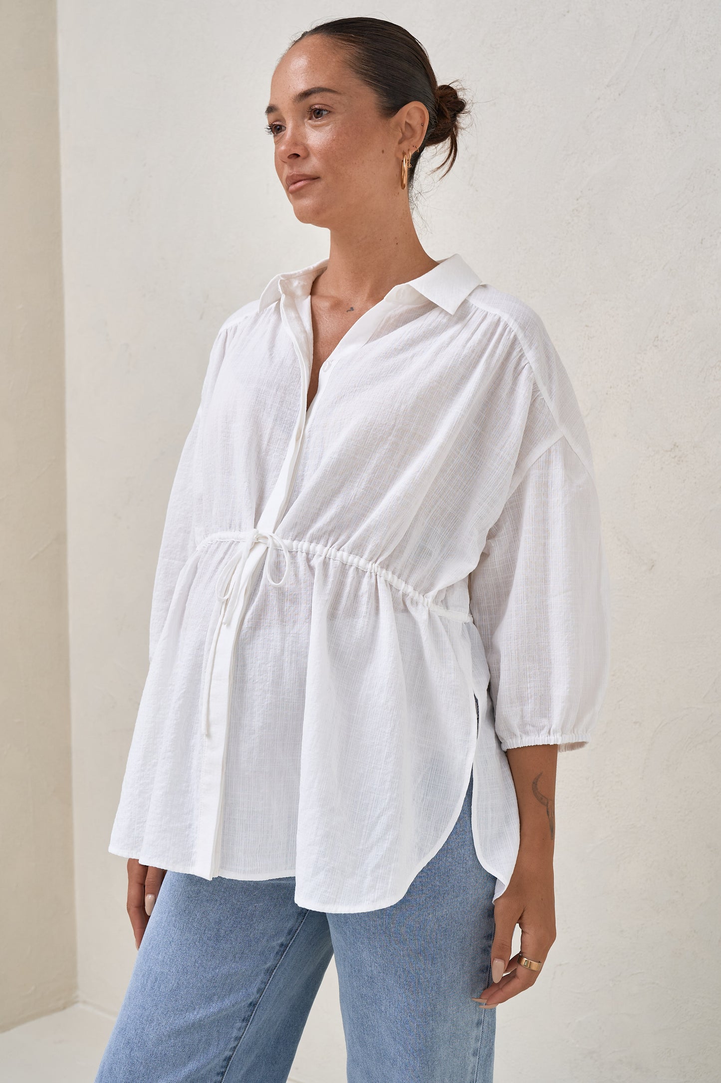 Soft Focus Gathered Top - White