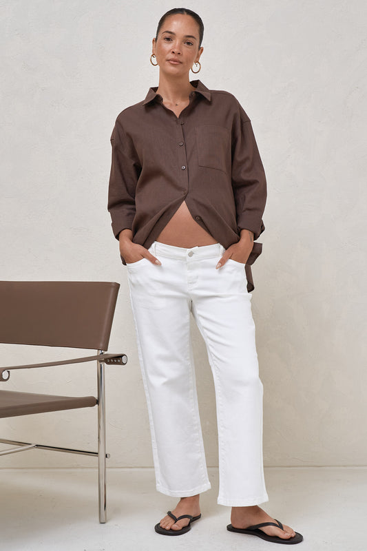 Walk The Talk Crop Wide Jean - White