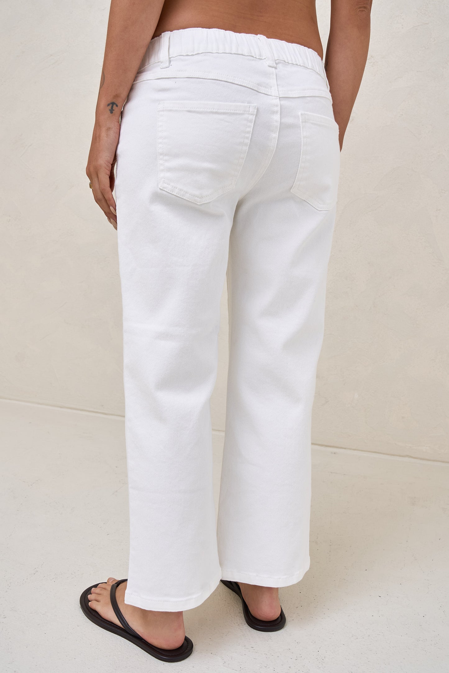 Walk The Talk Crop Wide Jean - White