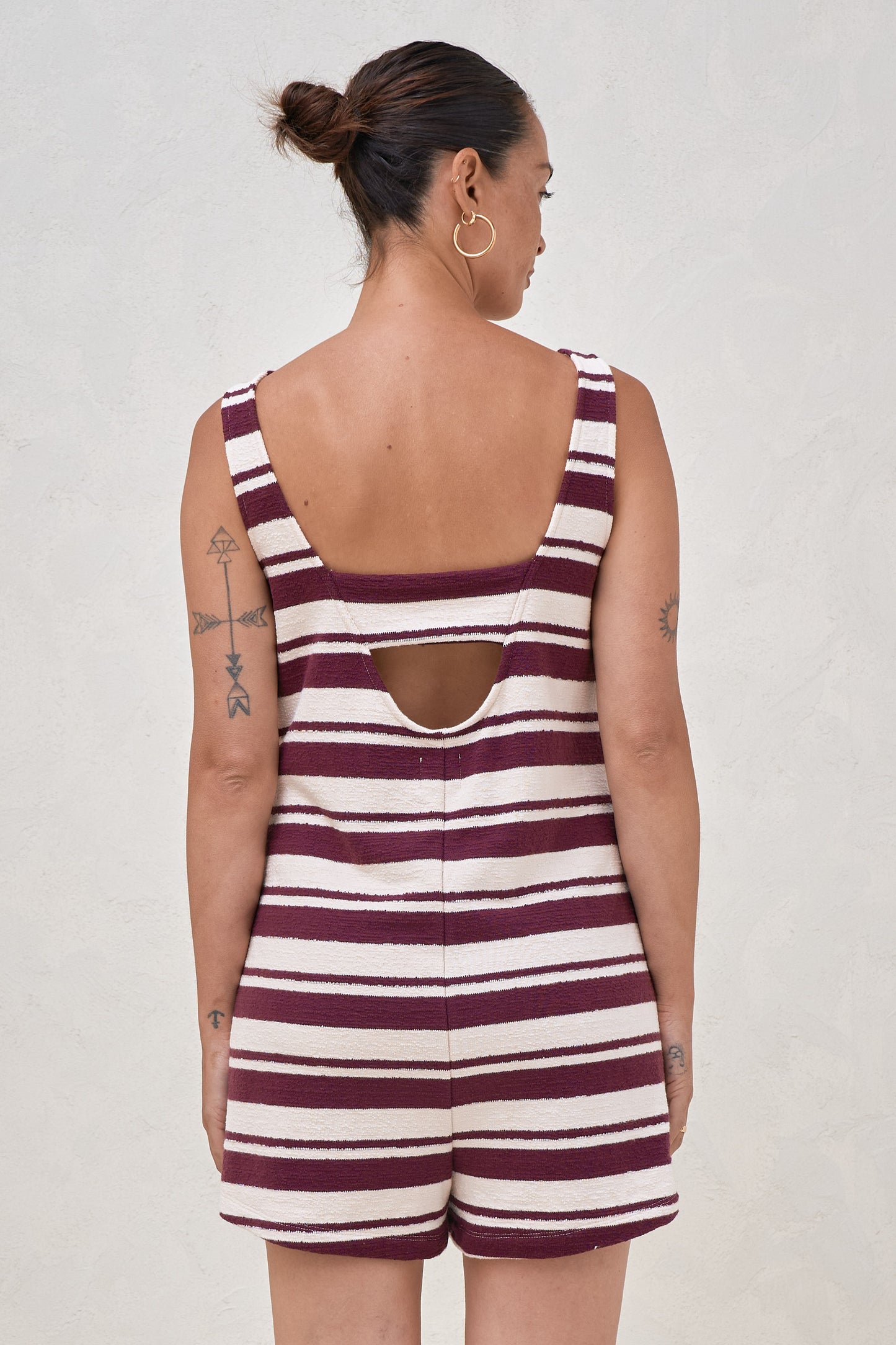 Kindred Nursing Playsuit - Burgundy Stripe