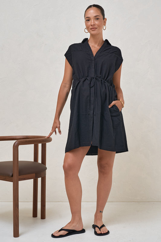 Coastline Shirt Dress - Black