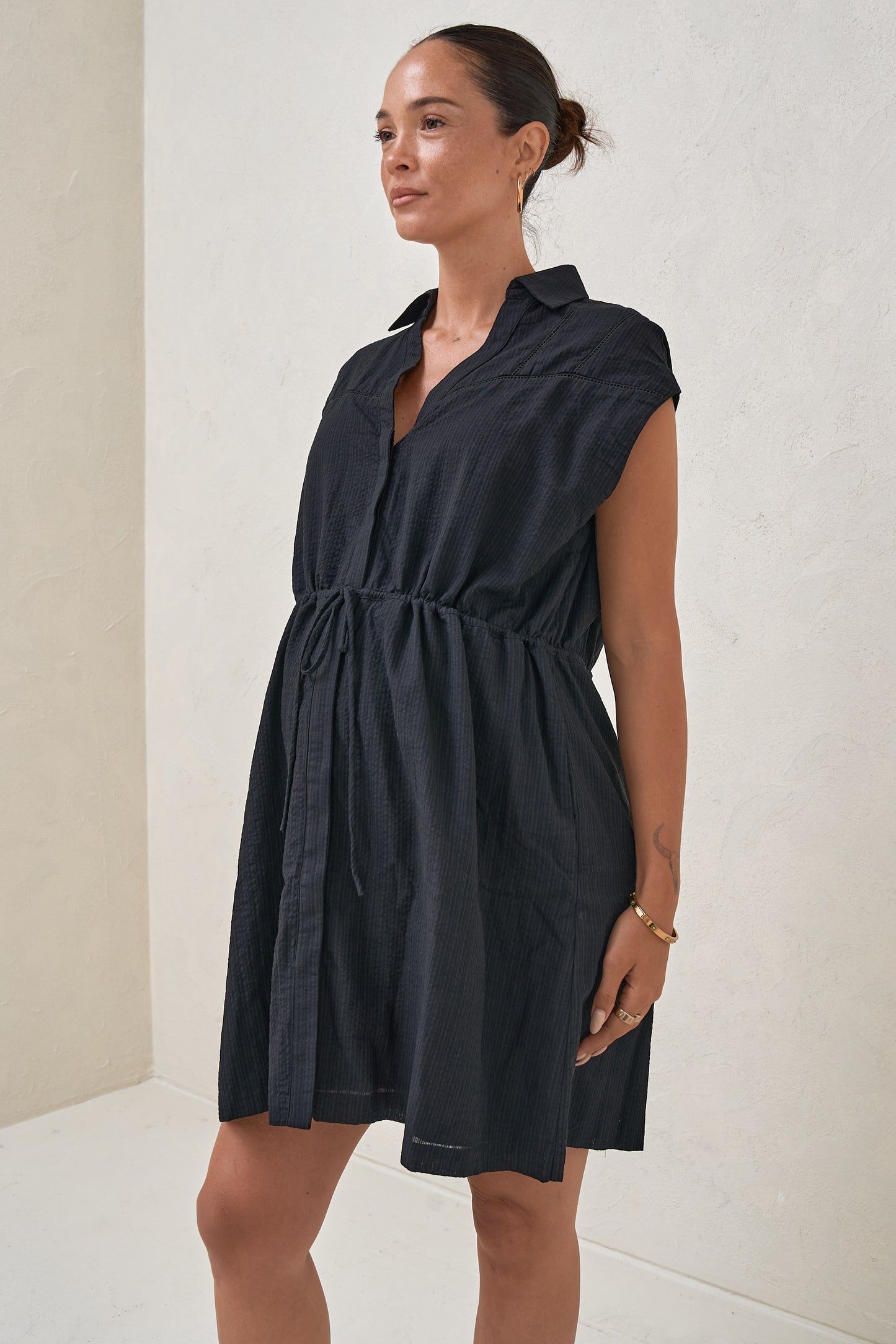 Coastline Shirt Dress - Black