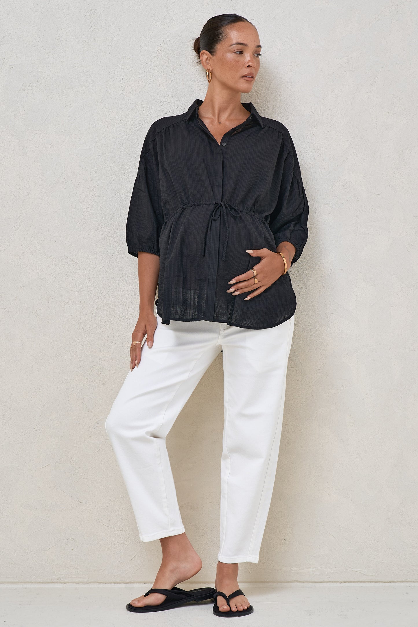 Soft Focus Gathered Top - Black