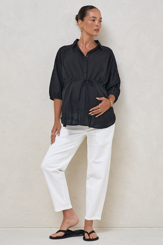 Soft Focus Gathered Top - Black