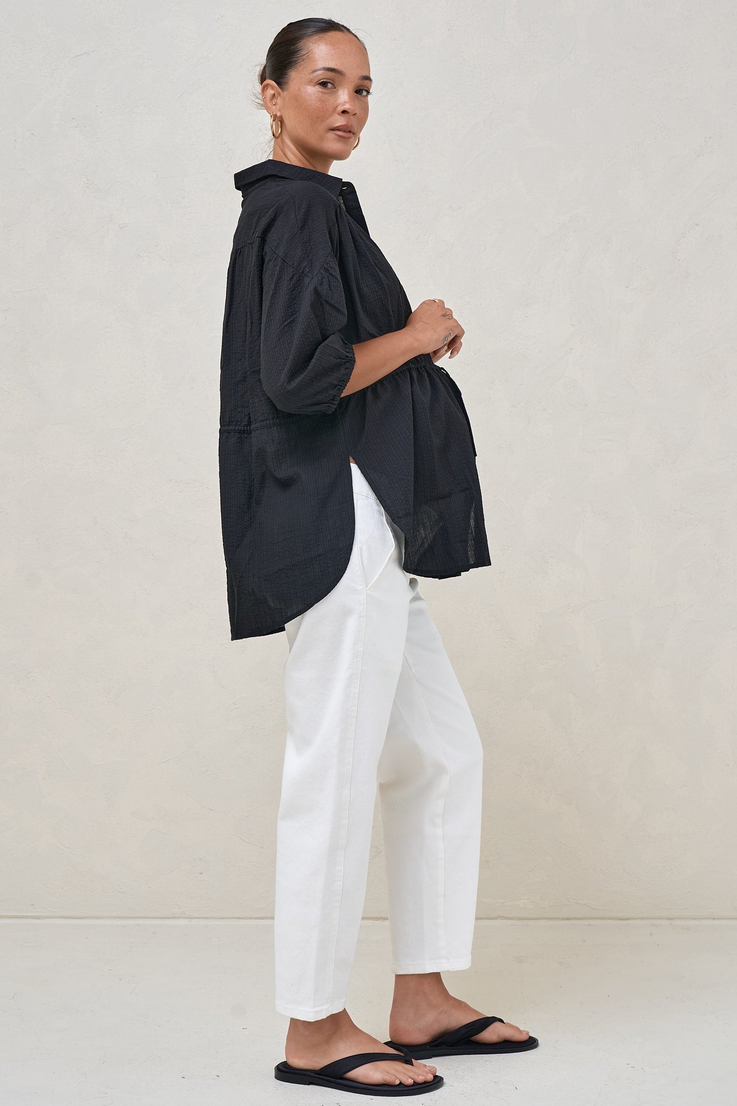 Soft Focus Gathered Top - Black