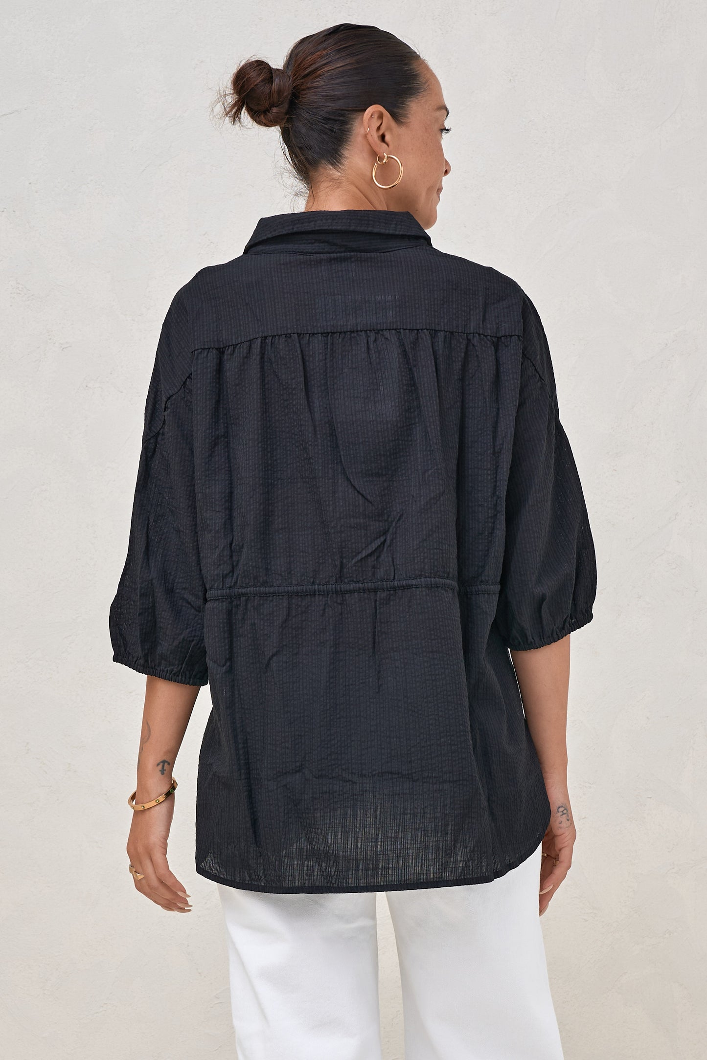 Soft Focus Gathered Top - Black