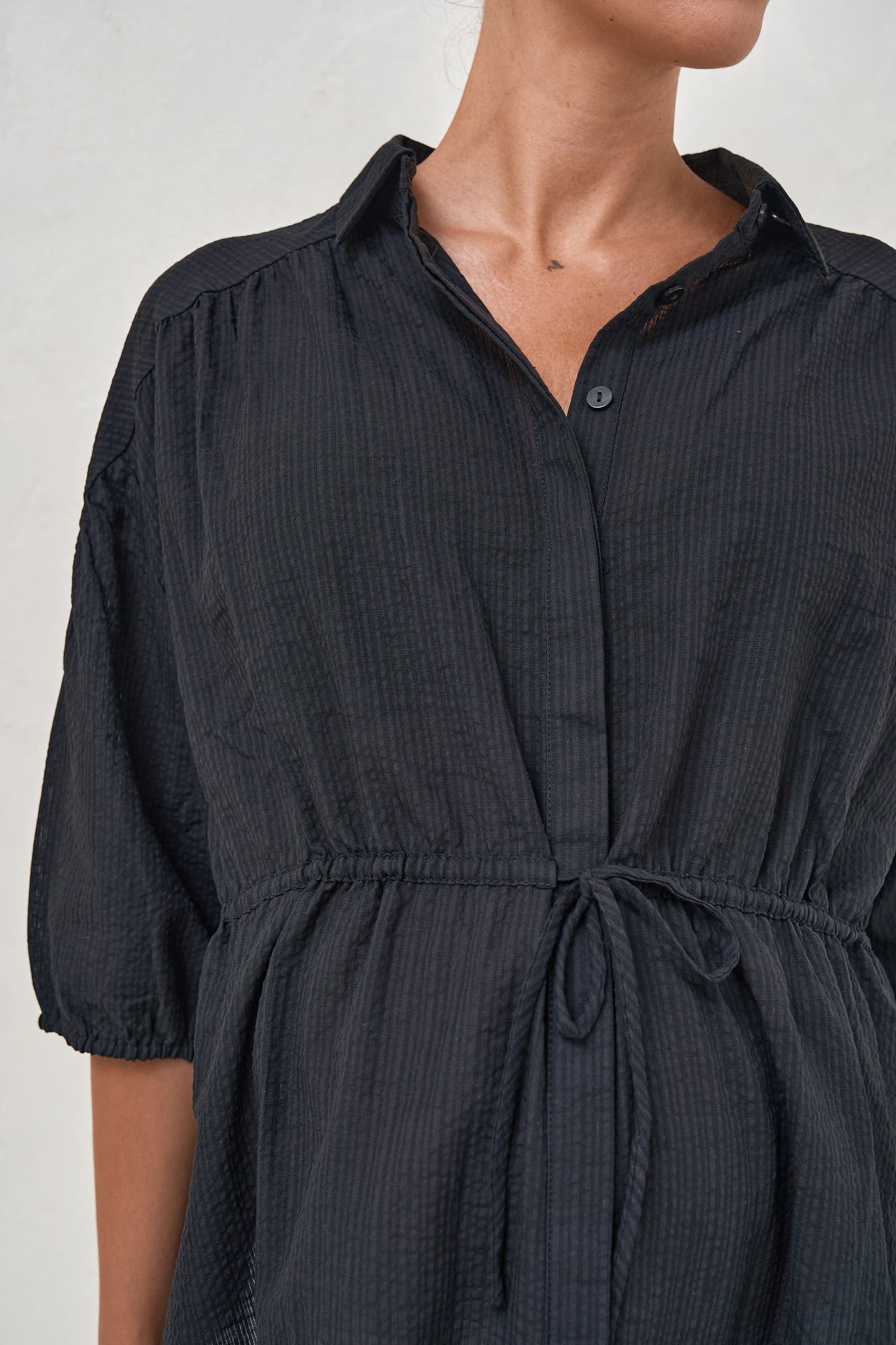 Soft Focus Gathered Top - Black