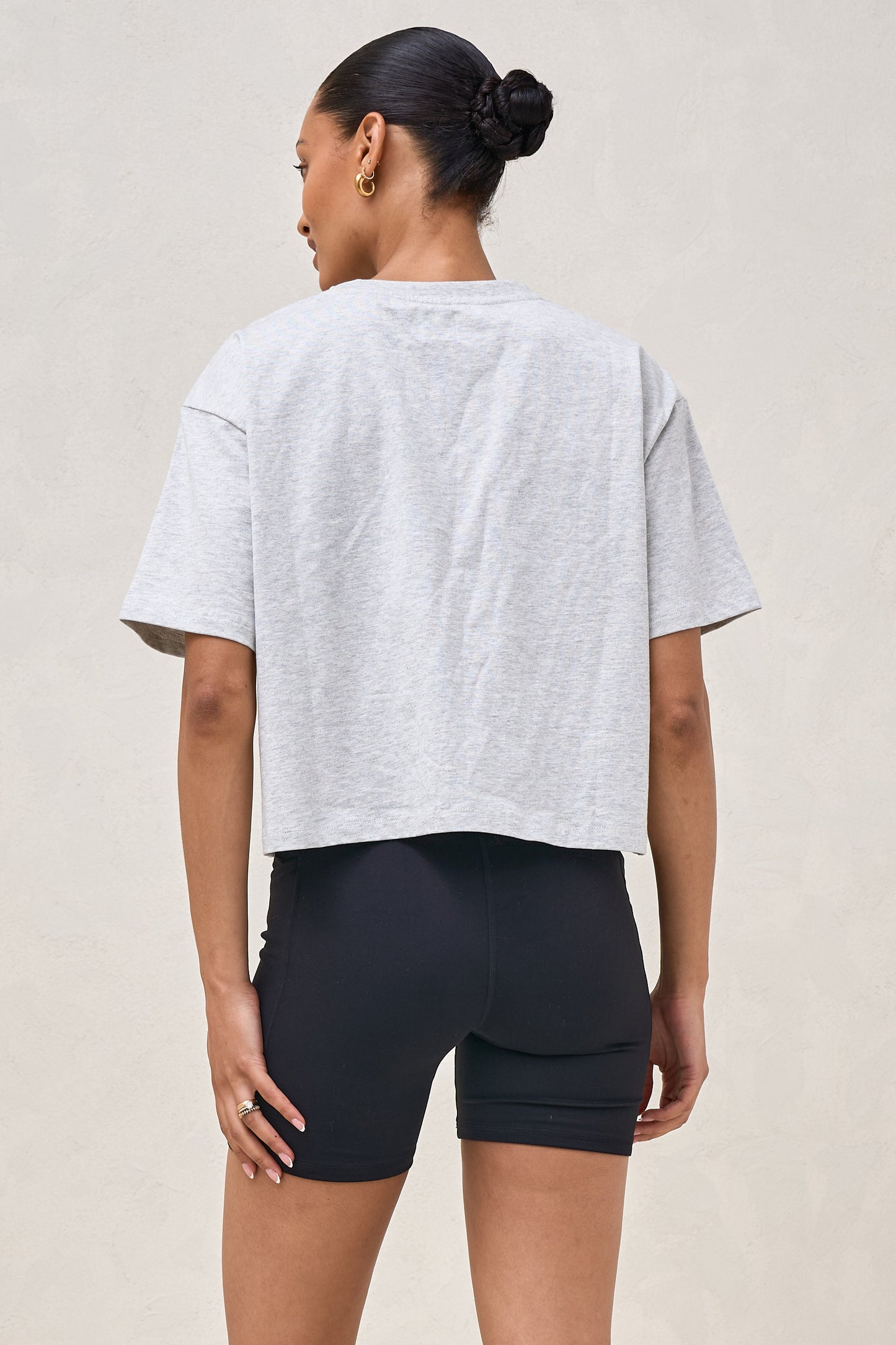 Basic Instincts Crop Tee - Grey Marle