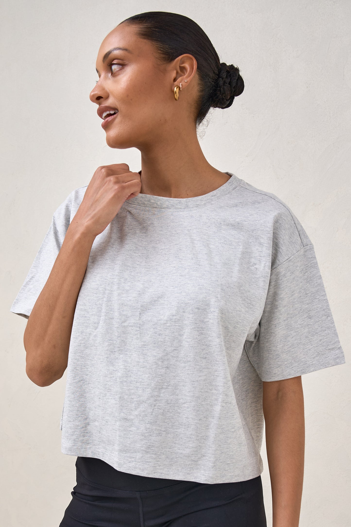 Basic Instincts Crop Tee - Grey Marle