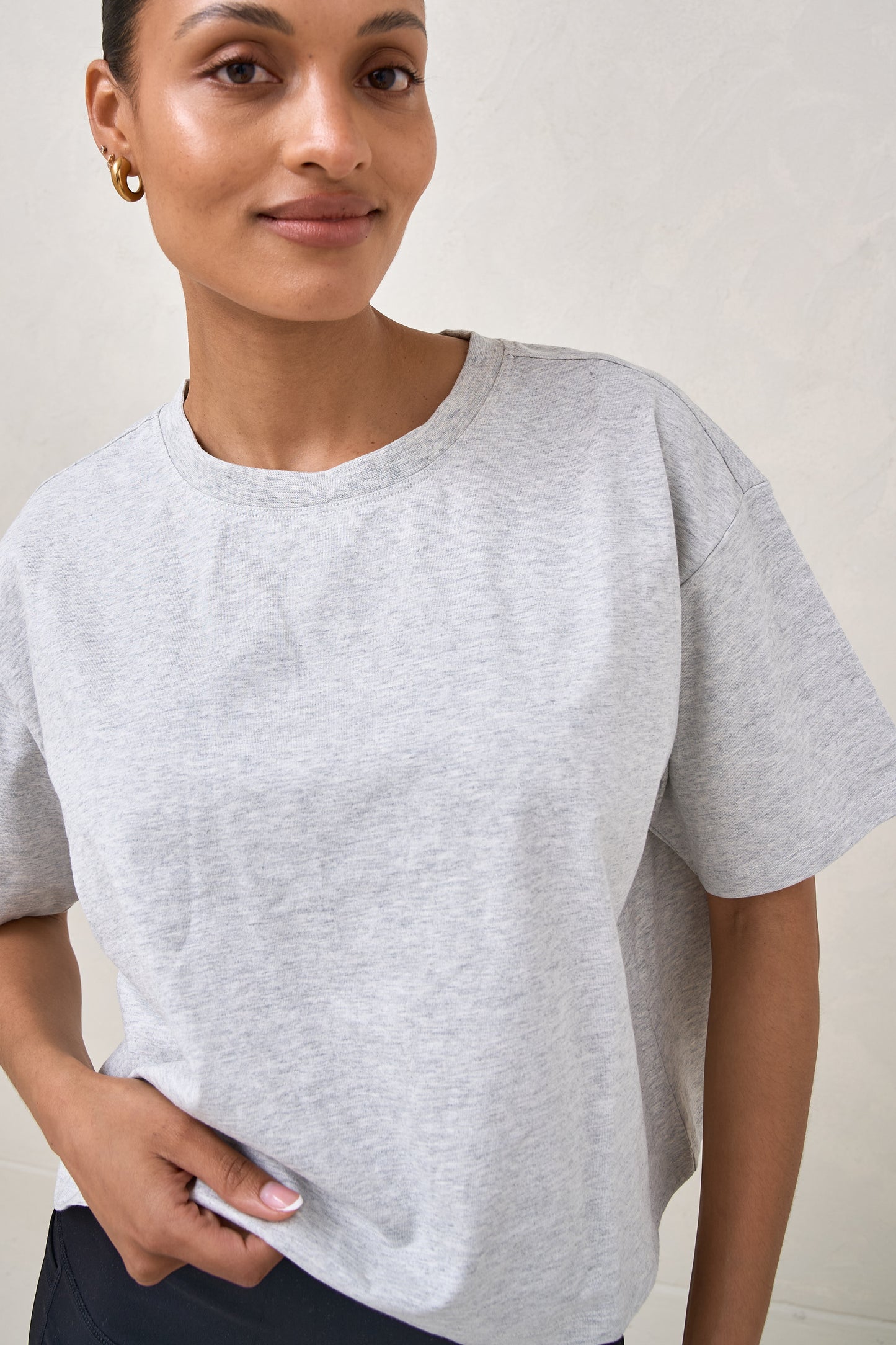 Basic Instincts Crop Tee - Grey Marle