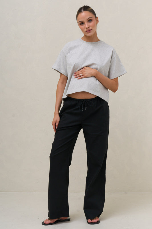 Basic Instincts Crop Tee - Grey Marle