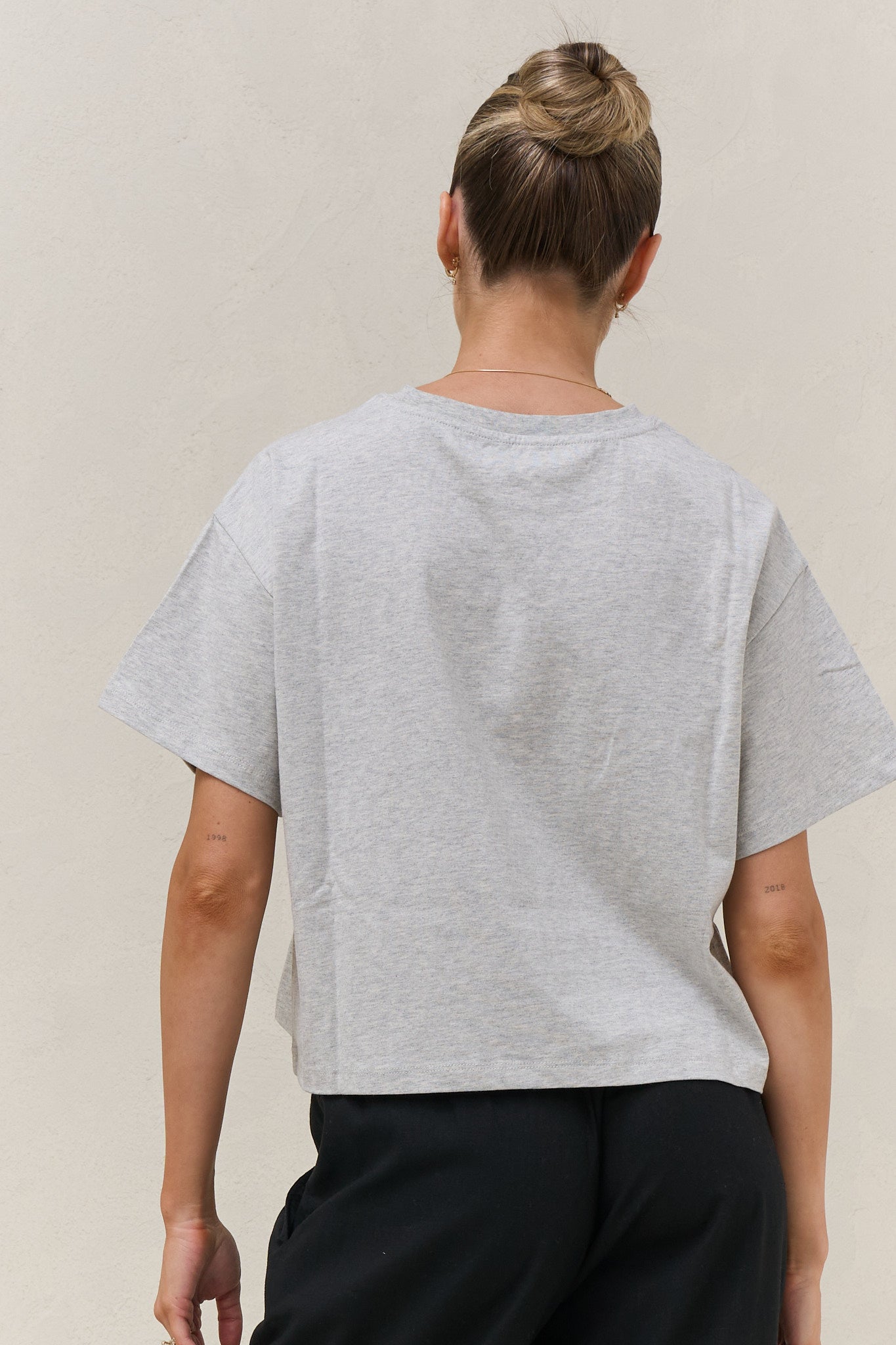 Basic Instincts Crop Tee - Grey Marle