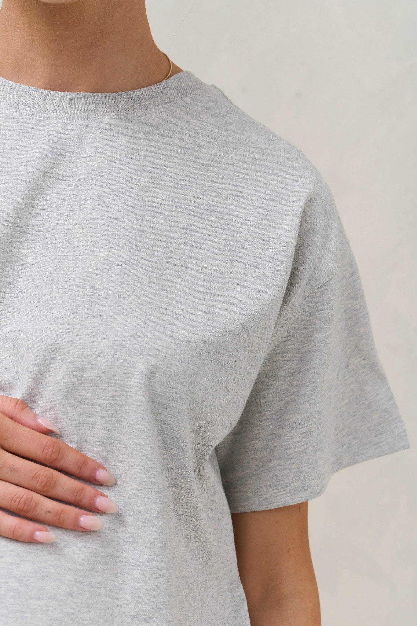 Basic Instincts Crop Tee - Grey Marle