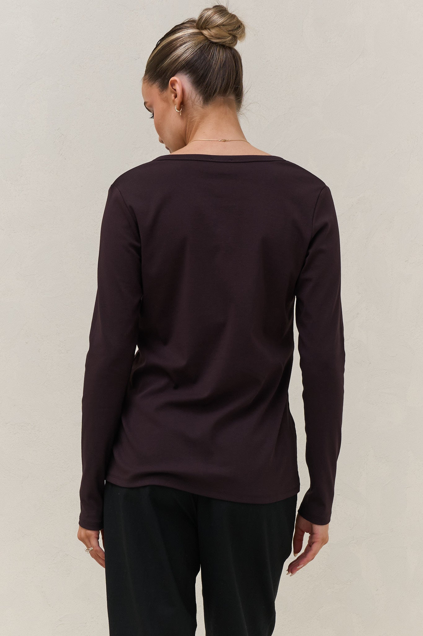 Whispers Long Sleeve Nursing Top - Deep Plum