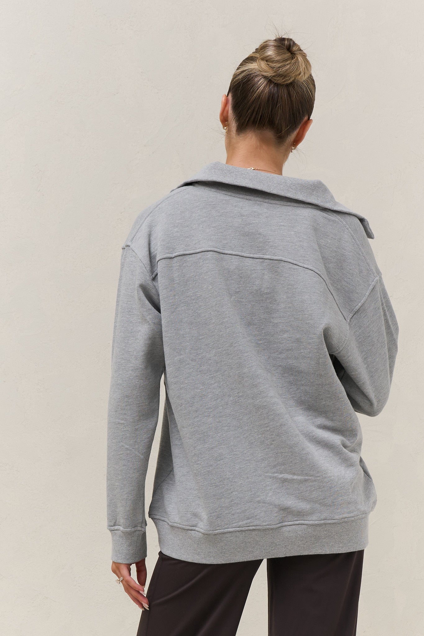 Settle In Snap Front Sweat - Grey Marle
