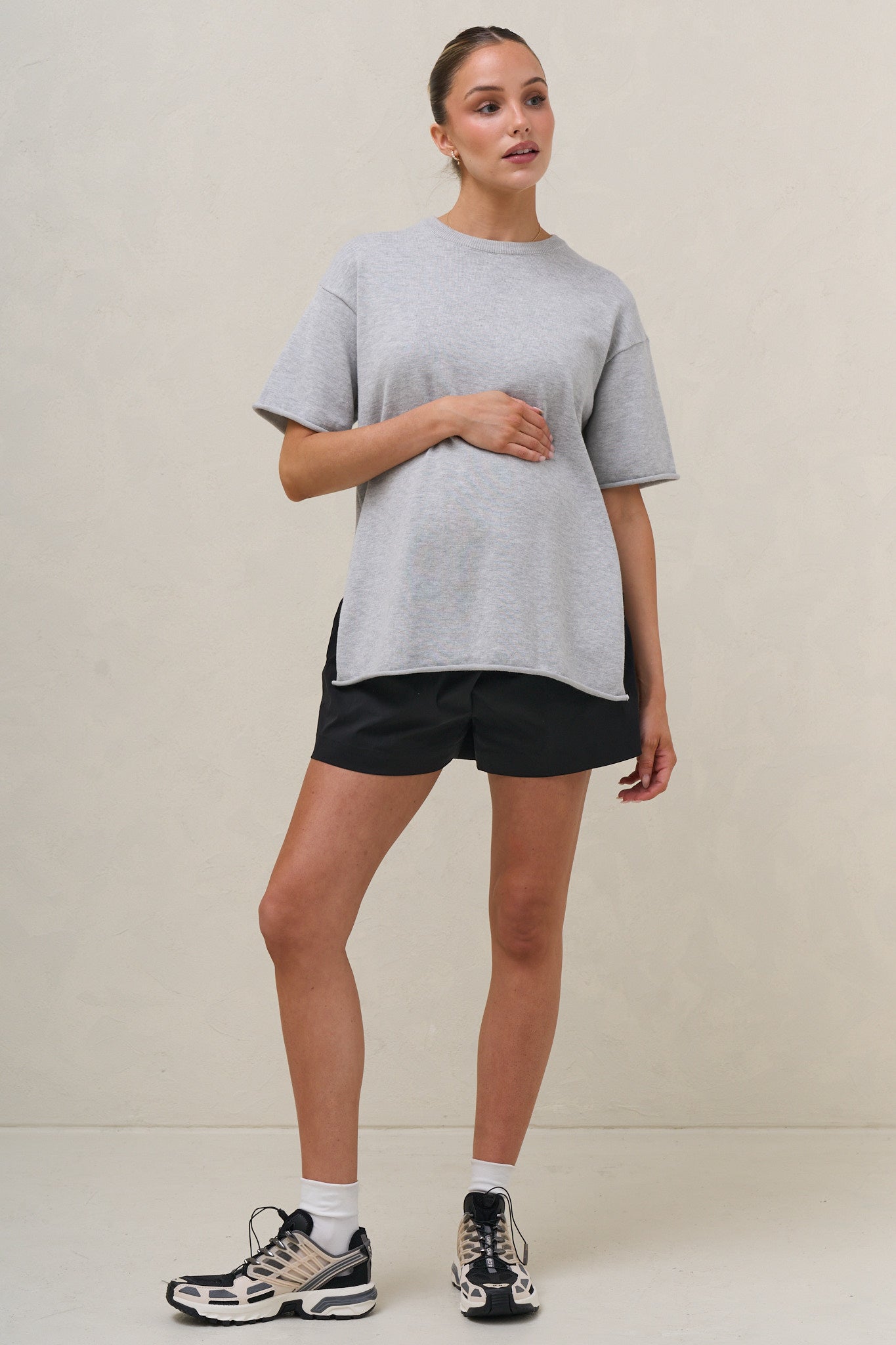 Cloud Nine Knit Tee - Grey Marle