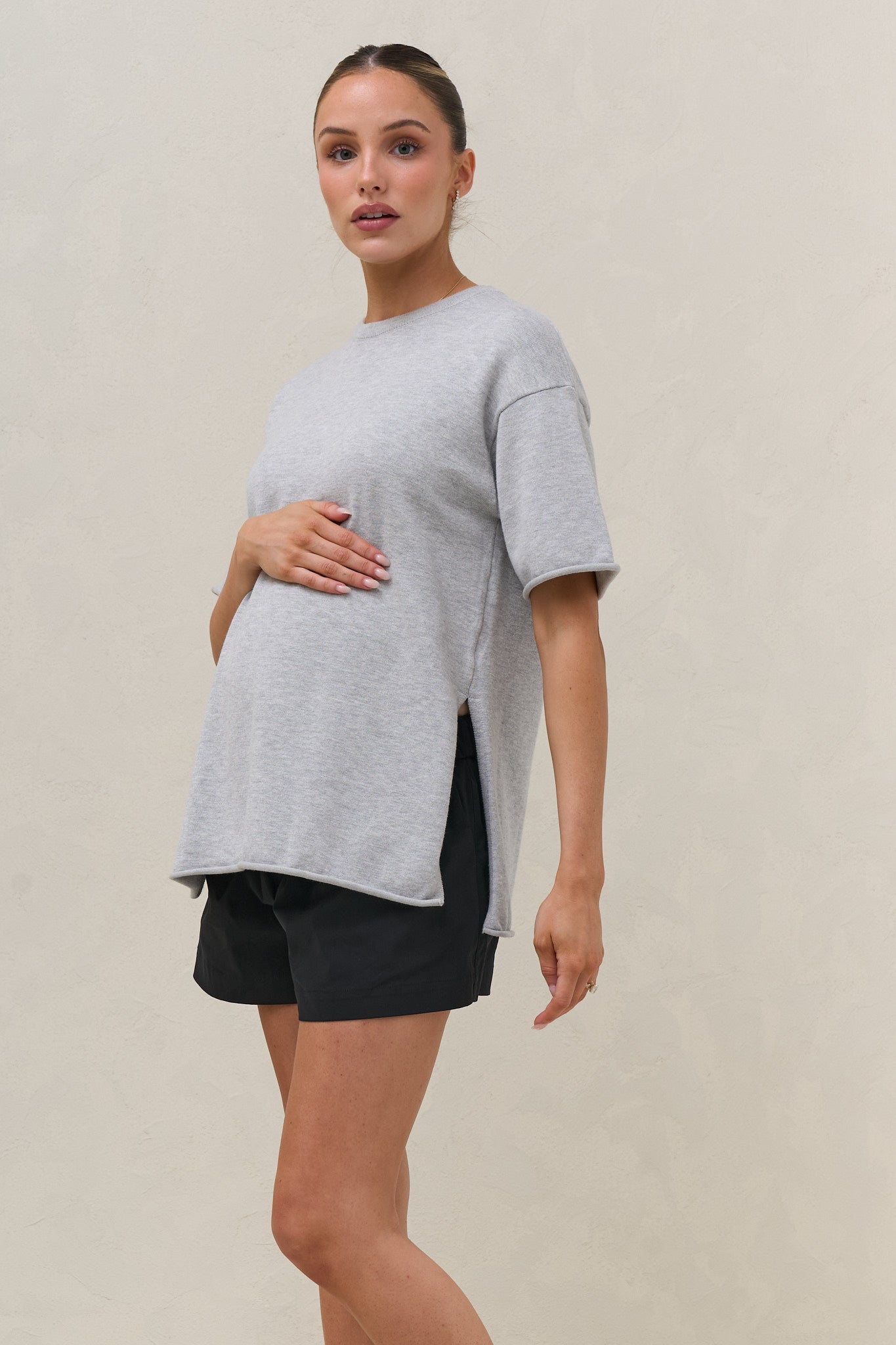 Cloud Nine Knit Tee - Grey Marle