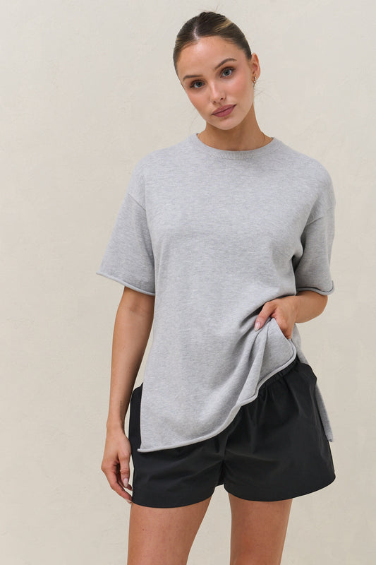 Cloud Nine Knit Tee - Grey Marle