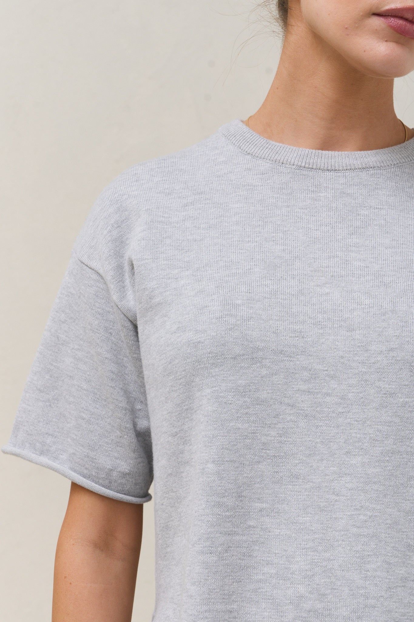Cloud Nine Knit Tee - Grey Marle