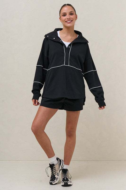 Over And Out Nursing Sweat - Blk/Wht