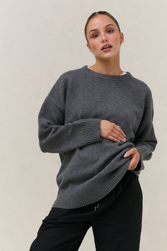 Idle Time Crew Knit - Charcoal