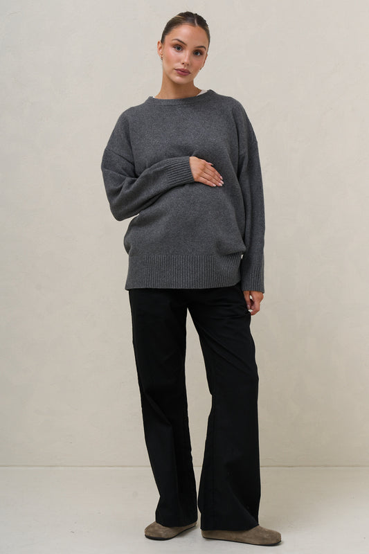 Idle Time Crew Knit - Charcoal