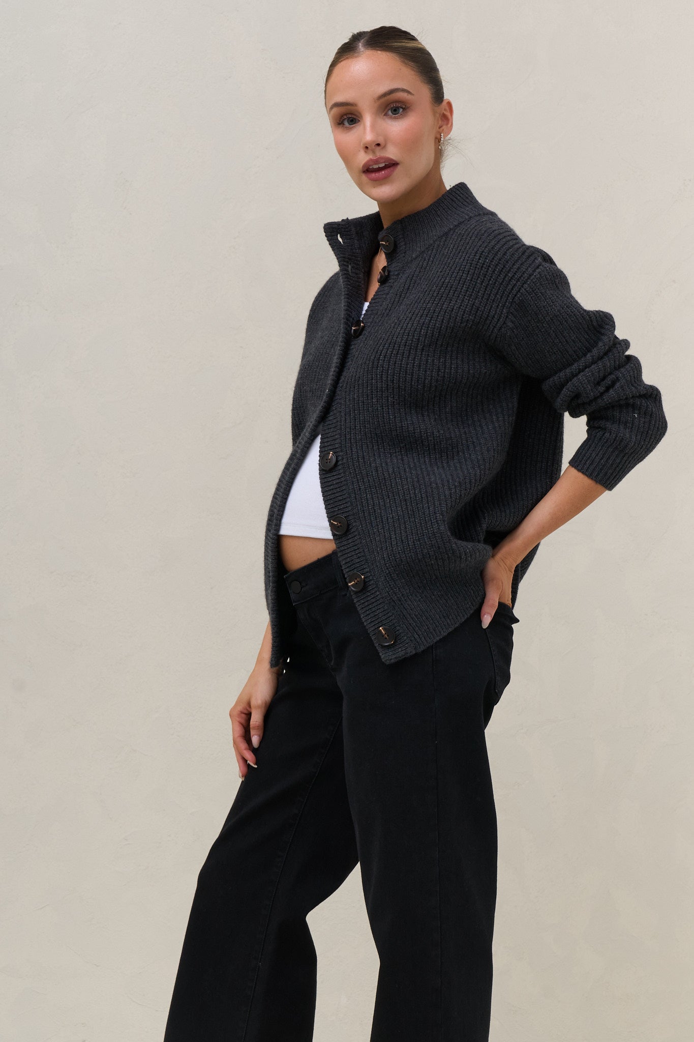 The Key Knit Cardigan - Dark Charcoal