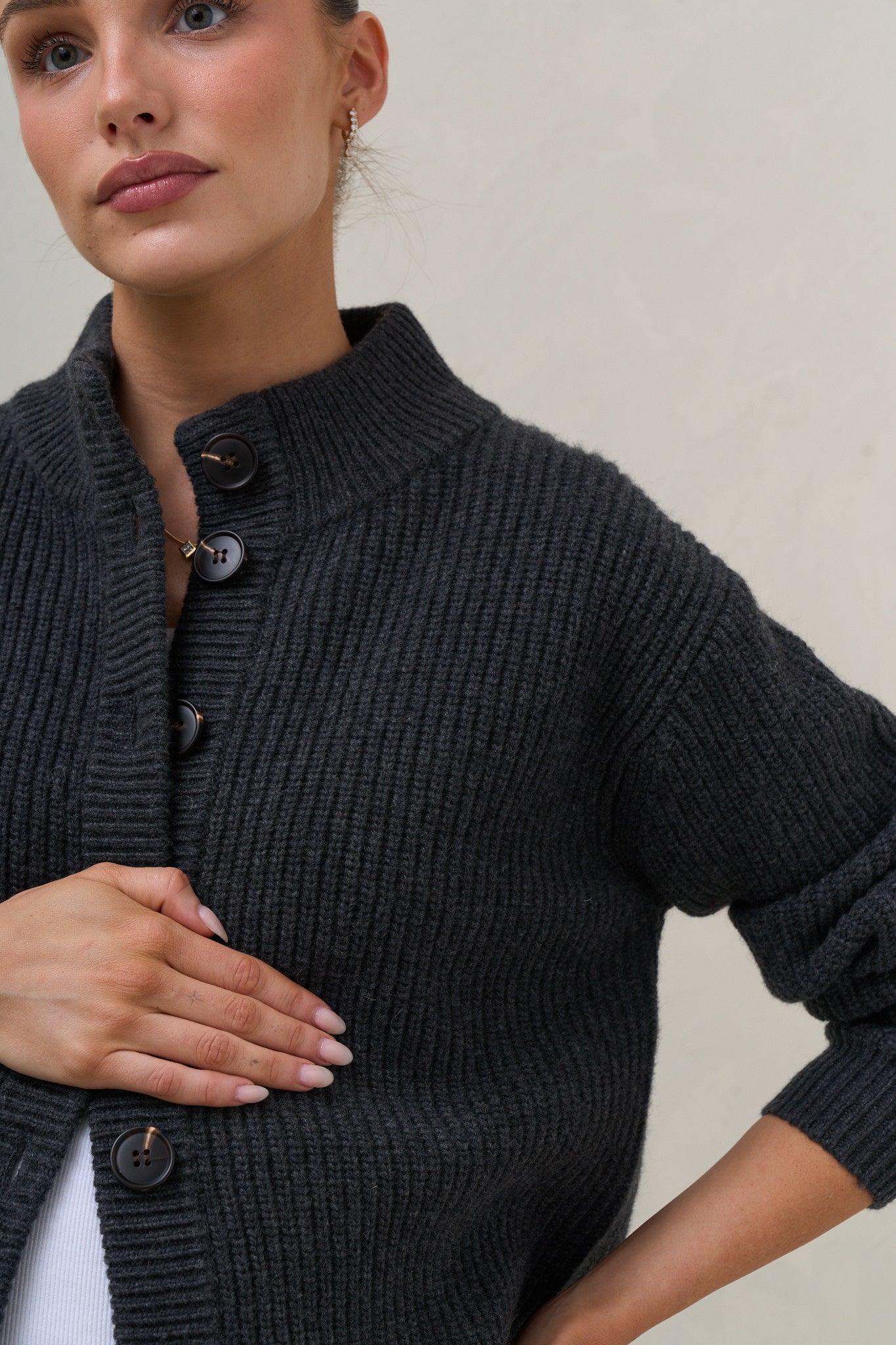 The Key Knit Cardigan - Dark Charcoal