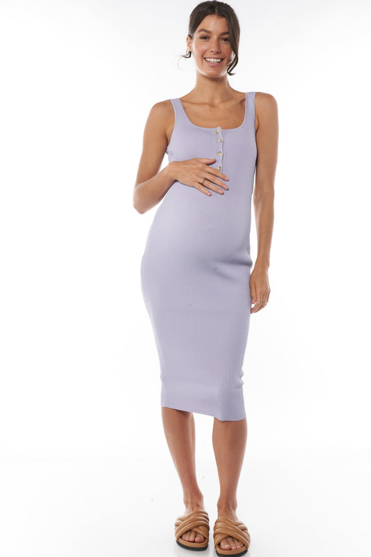 WHS25-293-Rendezvous Rib Knit Nursing Dress-Ash Violet*