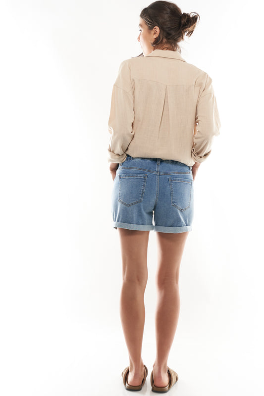 With Love Rolled Denim Short